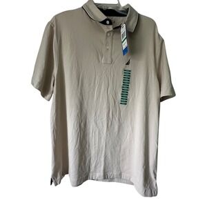 Nautica‎ Men's Beige Classic Fit Polo Shirt Large Active Stretch NWT